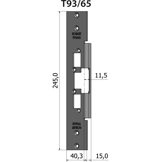 Montagestolpe vinklad T93/65, plösmått 11,5 mm, bl.a. för Wicona EVO-65