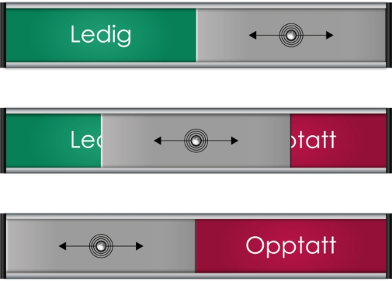 Dörrskylt ledigt/upptagen 180X31mm m 4st skruv