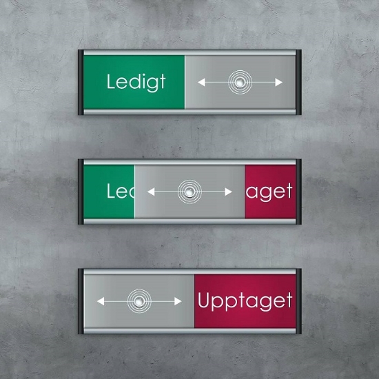 Dörrskylt ledigt/upptagen 100X31mm m 4st skruv