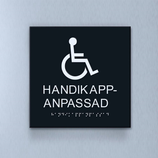Taktil piktogram: Handikappanpassad, 250X180mm svart