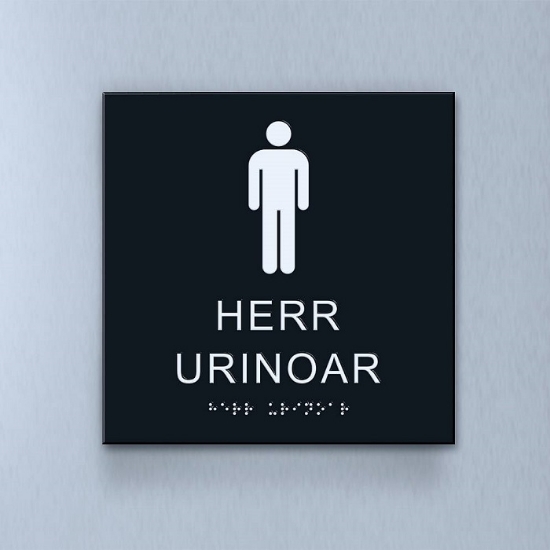 Taktil piktogram: Herr Urinoar, 180X180mm svart