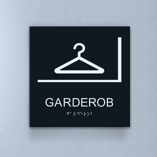 Taktil piktogram: Omklädning, 180X180mm svart