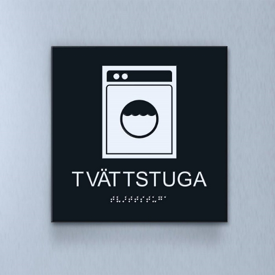 Taktil piktogram: Tvättstuga, 180X180mm svart