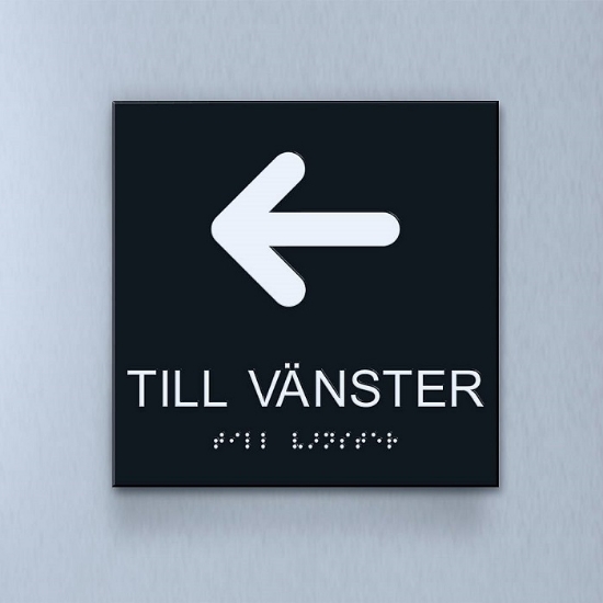 Taktil piktogram: Till Vänster , 180X180mm svart