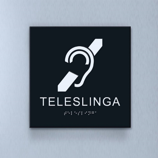 Taktil piktogram: Teleslinga, 180X180mm svart