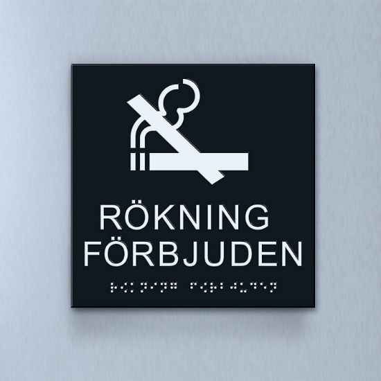 Taktil piktogram: Rökning Förbjuden, 180X180mm svart