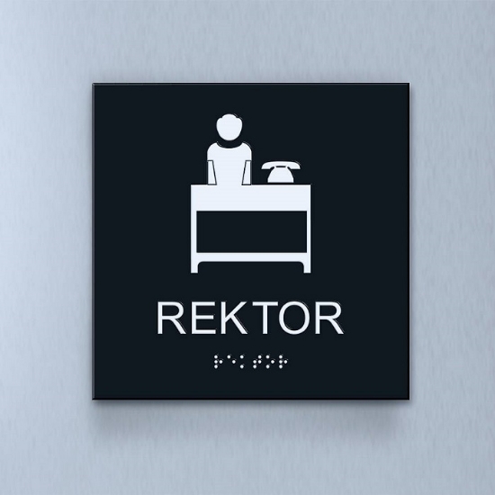 Taktil piktogram: Rektor, 180X180mm svart