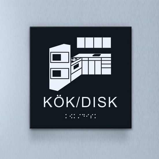 Taktil piktogram: Kök/Disk, 180X180mm svart