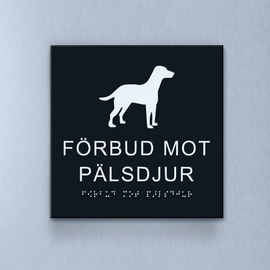 Taktil piktogram: Förbud mot Pälsdjur, 180X180mm svart