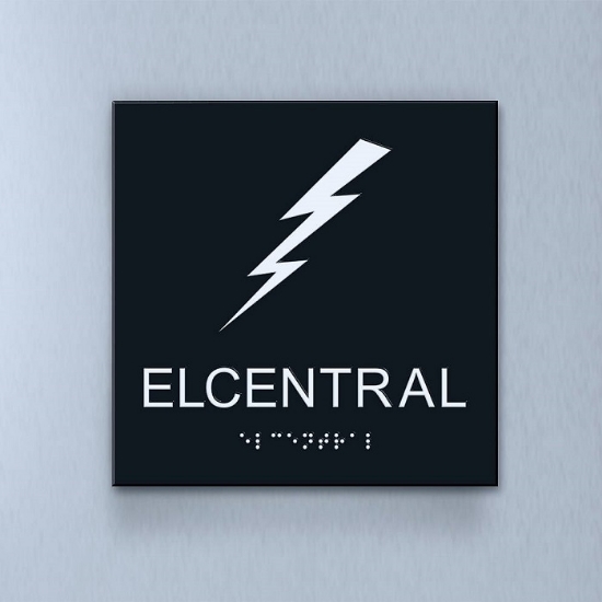 Taktil piktogram: Elcentral, 180X180mm svart
