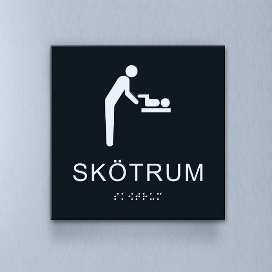 Taktil piktogram: Skötrum, 180X180mm svart