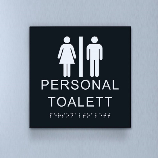 Taktil piktogram: Personaltoalet, 180X180mm svart