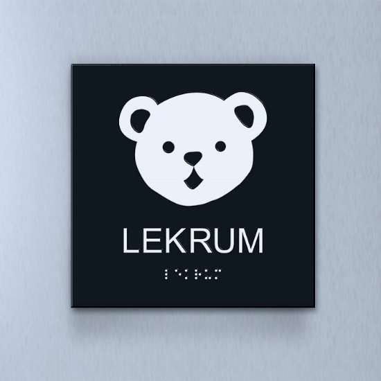 Taktil piktogram: Lekrum, 180X180mm svart