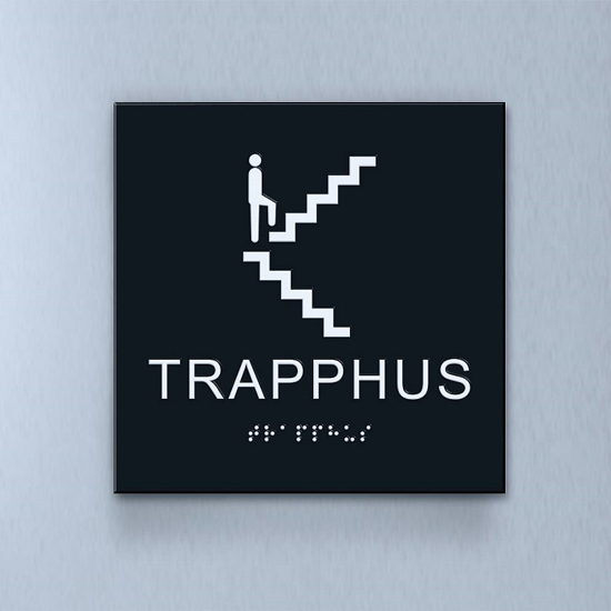 Taktil piktogram: Trapphus, 180X180mm svart