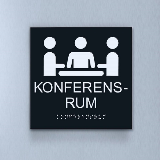Taktil piktogram: Konferensrum, 180X180mm svart