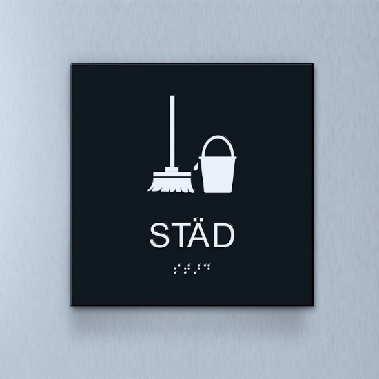 Taktil piktogram: Städ, 180X180mm svart