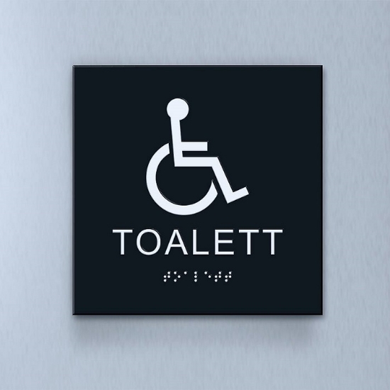 Taktil piktogram: Toalett, 180X180mm svart