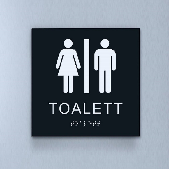 Taktil piktogram: Toalett, 180X180mm svart