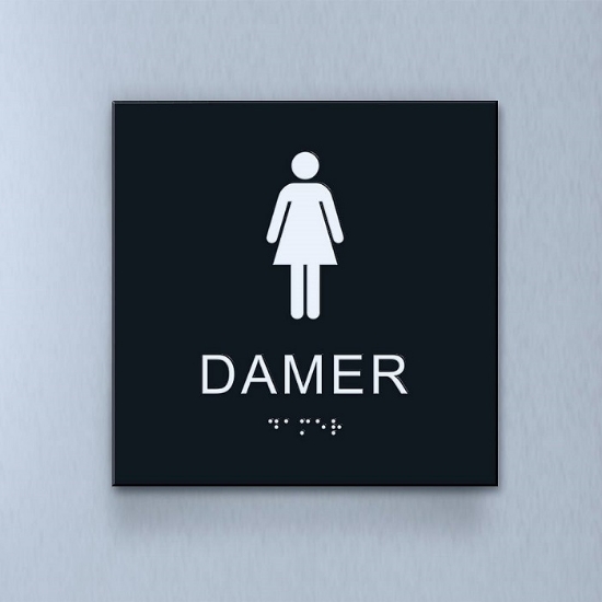 Taktil piktogram: Damer, 180X180mm svart