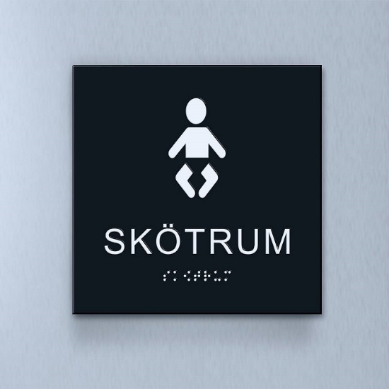 Taktil piktogram: Skötrum, 180X180mm svart