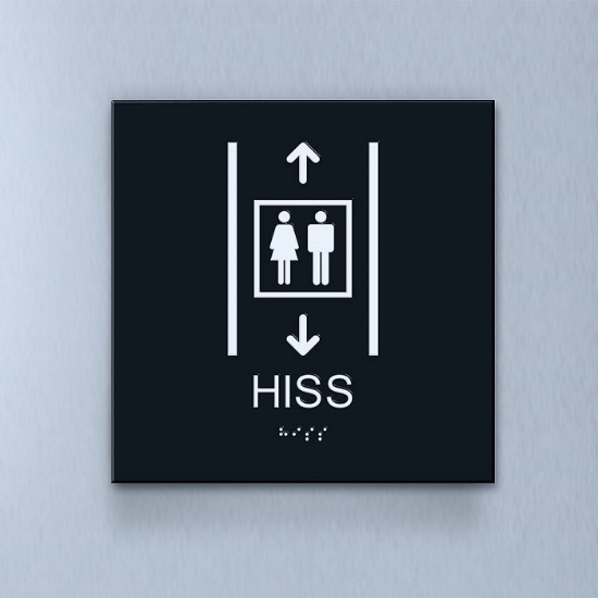 Taktil piktogram: Hiss, 180X180mm svart