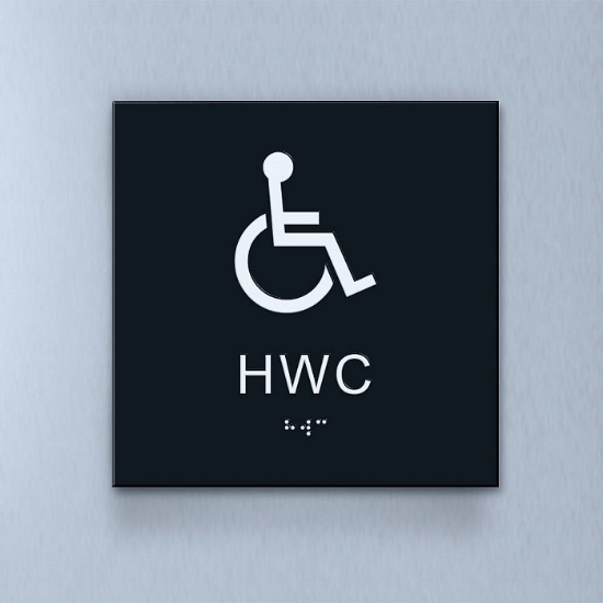 Taktil piktogram: HWC, 180X180mm svart