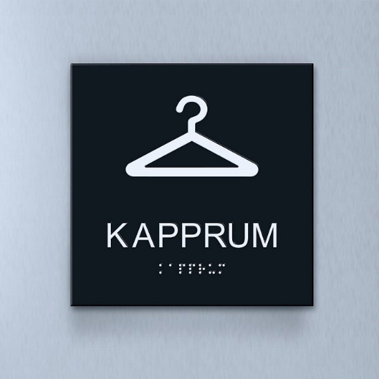 Taktil piktogram: Kapprum, 180X180mm svart