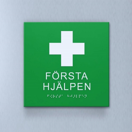 Taktil piktogram: Förstahjälpen, 180X180mm grön