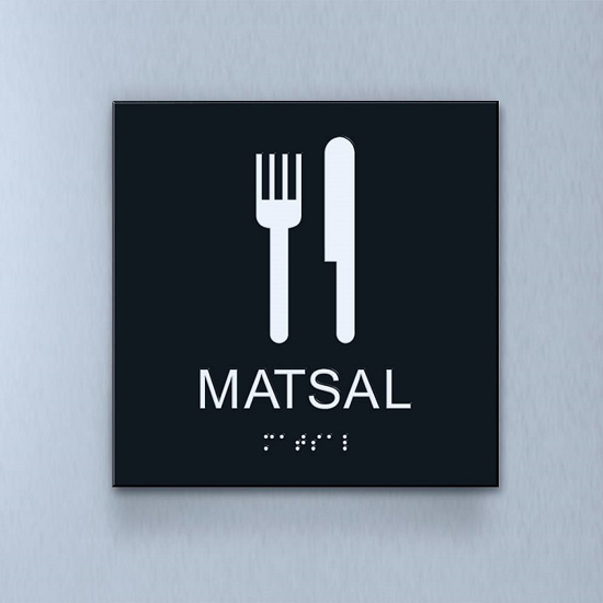 Taktil piktogram: Matsal, 180X180mm svart