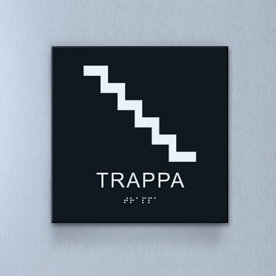 Taktil piktogram: Trappa, 180X180mm svart