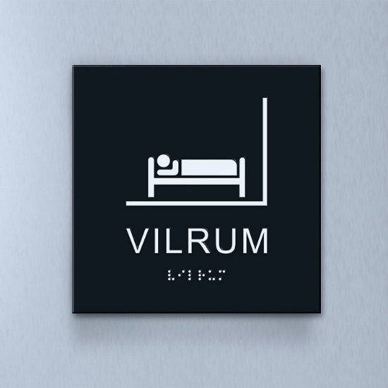 Taktil piktogram: Vilrum, 180X180mm svart