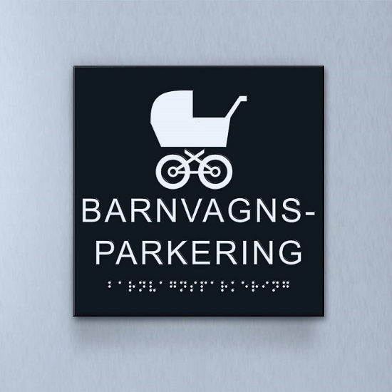 Taktil piktogram: Barnvagnsparkering, 180X180mm svart
