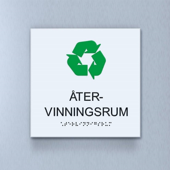 Taktil piktogram: Återvinning, 180X180mm vit