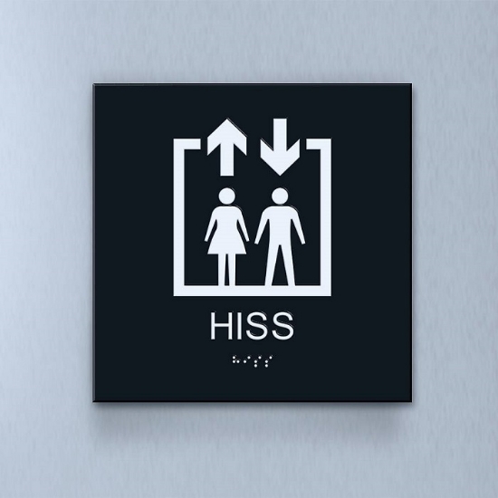Taktil piktogram: Hiss, 180X180mm svart