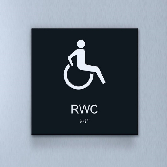 Taktil piktogram: RWC, 180X180mm svart