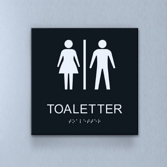 Taktil piktogram: Toaletter, 180X180mm svart