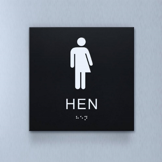 Taktil piktogram: HEN, 180X180mm svart