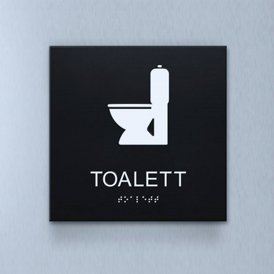 Taktil piktogram: Toalett, 180X180mm svart