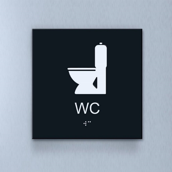Taktil piktogram: WC, 180X180mm svart
