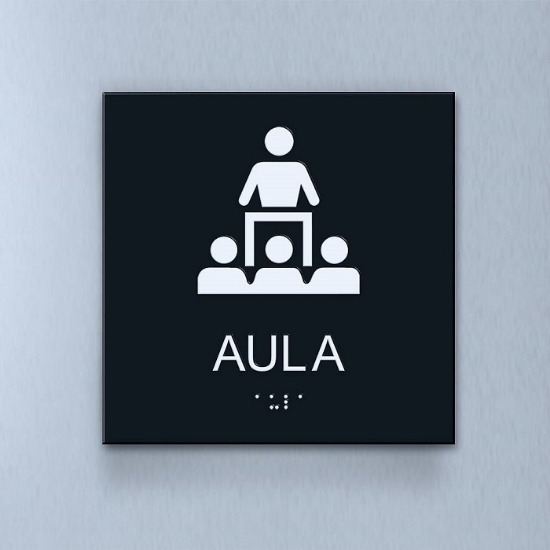 Taktil piktogram: AULA, 180X180mm svart