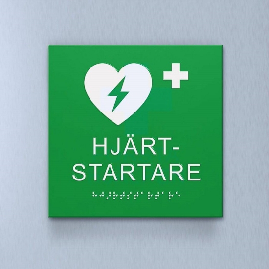 Taktil piktogram: Hjärtstartare 180X180X2mm grön