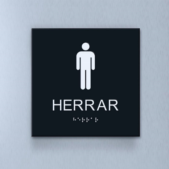 Taktil piktogram: Herrar, 180X180mm svart