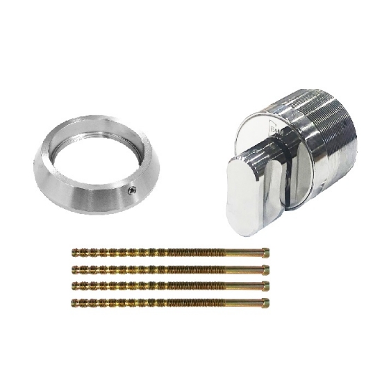 Vredcylinder rund 2272FP återfjädrande m/täckplatta komplett m/ring 13 mm krom