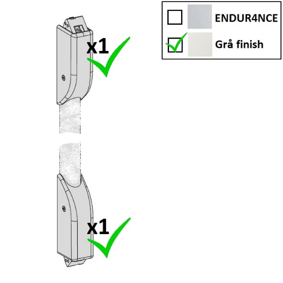Utrymningsbeslag - Fallkolvset för IDEA Base och Push. Grå finish.