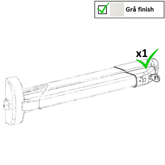 Utrymningsbeslag - Bakstycket med akustiskt larm för IDEA Push. Grå finish.