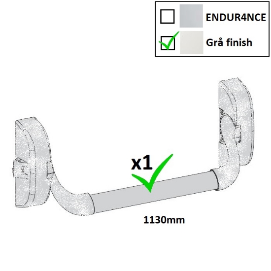 Utrymningsbeslag - Tryckstång 1130 mm för IDEA Base och Bolt moduler. Grå finish.