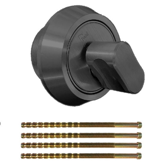 Bild på Vredcylinder rund 2272 återfjädrande m/täckplatta komp svart